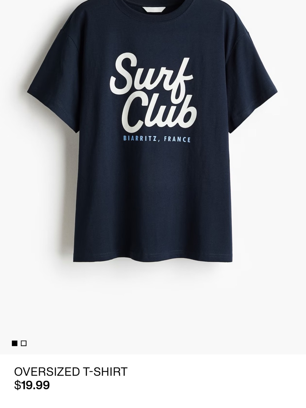 H&M Navy Surf Club Short Sleeve Tee